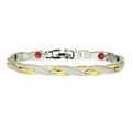 Two-tone magnetic dragon therapy bracelet with gold accents and silver links - Two Colors