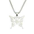 Minimalistische holle vlinder hanger ketting met box ketting in zilver roestvrij staal - Opengewerkte Vlinder (YJ10-5898) / 0.3*70cm Box Ketting / Zilver