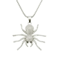Macro del ciondolo a forma di ragno argento con strass trasparenti e occhi di gemme nere - Argento (Ragno) Catena Box