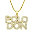 Gouden ketting met POLO DON letterhanger bezet met fonkelende kristallen steentjes - 0.3x75cm Boxketting / Goud (Letters)