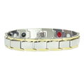 Magnettherapie-Armband aus Edelstahl in Silber und Gold für Paare und Mode - Silber-Gold Mix