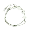 Collana a doppia catena color argento con ciondoli a faccina e chiusura a moschettone - Argento (Bracciale)