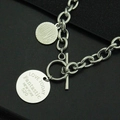 Collier Harajuku hiphop en acier inoxydable avec pendentifs ronds et fermoir OT - NEW YORK Double Rond (Style 3)