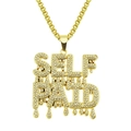 Collana hip hop color oro con pendente SELF PAID con zirconi bianchi per uomo e donna - Oro (SELF PAID)