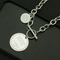 Collier chaîne en acier titane style Harajuku avec pendentif mouette et fermoir T - Mouette Surf Double Rond (Style 5)