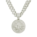Dettaglio della catena cubana d'argento con ciondolo rotondo numero 7 e strass lucidi - Set Ciondolo Medaglione Rotondo Argento Numero 7 e Catena Cubana da 50cm