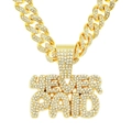 Collana a catena cubana dorata stile hip hop con pendente 4EVER PAID con diamanti - Oro (Lettera) - Stile 5525 Catena Cubana 50cm