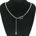 Silver Cuban link necklace with stylish letter B pendants on a black velvet stand - Silver