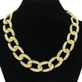 Breites Cuban-Link-Armband mit funkelnden Strasssteinen im vergoldeten Hip-Hop-Stil - Gold - Halskette