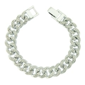 13mm zilveren iced out Cubaanse schakelarmband met fonkelende strassteentjes in punkstijl - Zilver