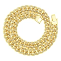 Collana cubana da 13mm placcata in oro con strass brillanti e chiusura sicura - 18inch / Collana Oro