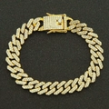 Collana a catena cubana placcata in oro con strass scintillanti e design a diamante uomo - Bracciale Oro-8 pollici