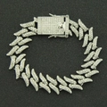 Collana cubana hip hop da uomo argentata con strass scintillanti e design a spine - Bracciale Argento-8 pollici