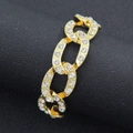 Goldener kubanischer Kettenring mit funkelnden Kristallen für Damen im Streetstyle - Gold - Armband