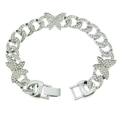 Bracciale a catena cubana argento con tre ciondoli a farfalla in strass scintillanti - Bracciale / Argento