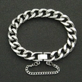 Bracciale a catena cubana in argento lucido stile Harajuku con chiusura rettangolare - Argento