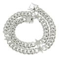 Collana a catena cubana d'argento con ciondoli a stella e inserti di cristalli - 50cm / Stile Stella d'Argento
