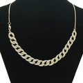 Golden Cuban link necklace with full rhinestones on a black mannequin, adjustable length - Gold