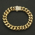 Bracciale cubano da uomo in oro hip-hop con chiusura in zirconi su sfondo nero - Oro-1.2*21cm