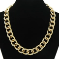 Fashionable gold-plated Cuban link necklace featuring dense rhinestones on a velvet bust - Gold - Necklace