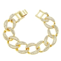 Pulsera cubana dorada estilo hip-hop con diamantes de imitación en diseño circular - Dorado