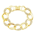 Bracciale a catena cubana dorata con strass scintillanti per uno stile hip-hop alla moda - Oro
