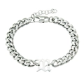 Pulsera de cadena cubana punk de acero inoxidable con colgante de letra M gótica y cierre de mosquetón - Pulsera / Plata - Pulsera Letra M
