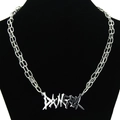 Punk silver necklace with DANGER letter pendant and double layered chain on neck mold - Silver Letter Necklace-Double Chain