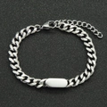Bracciale punk a catena cubana in acciaio inox con piastrina ovale e moschettone - Bracciale