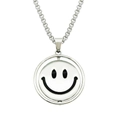 Collar hip hop plateado con colgante de cara sonriente giratorio de doble cara para todos - 70cm / Plata (Cara Sonriente)