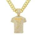 Collana cubana d'oro hip hop con ciondolo maglia BADDEST numero 7 con strass - Set Catena Cubana e Maglia / Oro
