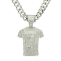 Dettaglio catena cubana argento con pendente a maglia Baddest numero 7 - Set Catena Cubana e Maglia / Argento