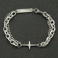 Bracciale a doppia catena cubana con ciondolo a stella e piastrina personalizzabile argento - Bracciale d'Argento
