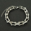 Bracciale a catena punk in acciaio inossidabile per uomo con chiusura a moschettone regolabile - Bracciale d'Argento