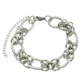 Bracciale a maglie in metallo argento vintage con anelli strutturati e chiusura a moschettone - Bracciale d'Argento