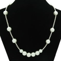 Mens hip hop pearl cuban chain necklace with gradient beads on black neck display - Six Pearls Style - Necklace