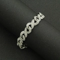 Bracciale a catena argentato da uomo con zirconi pavé in stile hip hop alla moda - Argento