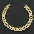 Hip-Hop-Goldarmband mit H-Gliederkette, voll besetzt mit weißen Zirkonia für Damen und Herren - Gold (Armband)-7 Zoll
