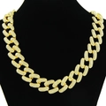 Gouden Cubaanse schakelketting voor heren in hiphopstijl met volledige strass-steentjes - Goud (18inch)