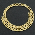 Iced out gold Cuban link necklace with crystal encrusted H-buckle in hip hop style - Necklace / 18inch / Gold