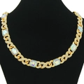 Collana a maglie infinity con cristalli rettangolari colorati su busto nero - Oro-18 pollici