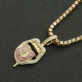 Collier hip hop doré avec pendentif langue signe dollar et chaîne tennis étincelante - Or (Langue Rose) avec Chaîne Tennis (50cm)