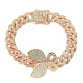 Roségoldenes Cuban-Link-Armband mit einem funkelnden Schmetterlingsanhänger aus Kristall - Roségold (Roségoldener Schmetterling)