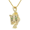 Collana hip hop con pendente a tigre, strass brillanti e catena d'oro a corda - Tigre (Oro) - Catena a Corda in Acciaio Inossidabile 0.3x60cm / Oro