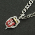 Détail du pendentif hip hop langue rouge serti de diamants avec signe dollar et chaîne cubaine - Argent (Langue Rouge) avec Chaîne Cubaine (50cm)