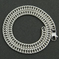 Collana minimalista a catena barbazzale in acciaio inossidabile argento con chiusura grande - Color Acciaio (Larghezza 9mm) - 20 Pollici