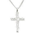 Detail of silver tree of life cross pendant on a flat Cuban chain necklace - Tree Cross / 0.3x60cm / Silver