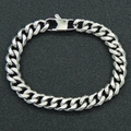Polished silver titanium steel curb chain bracelet with secure lobster clasp for unisex style - 8inch / Steel