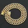 Collana a catena cubana da 13mm placcata in oro con cristalli lucidi per uomo alla moda - Collana Oro-16inch