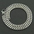 Polished silver stainless steel Cuban link chain necklace with secure lobster clasp - Steel-18inch